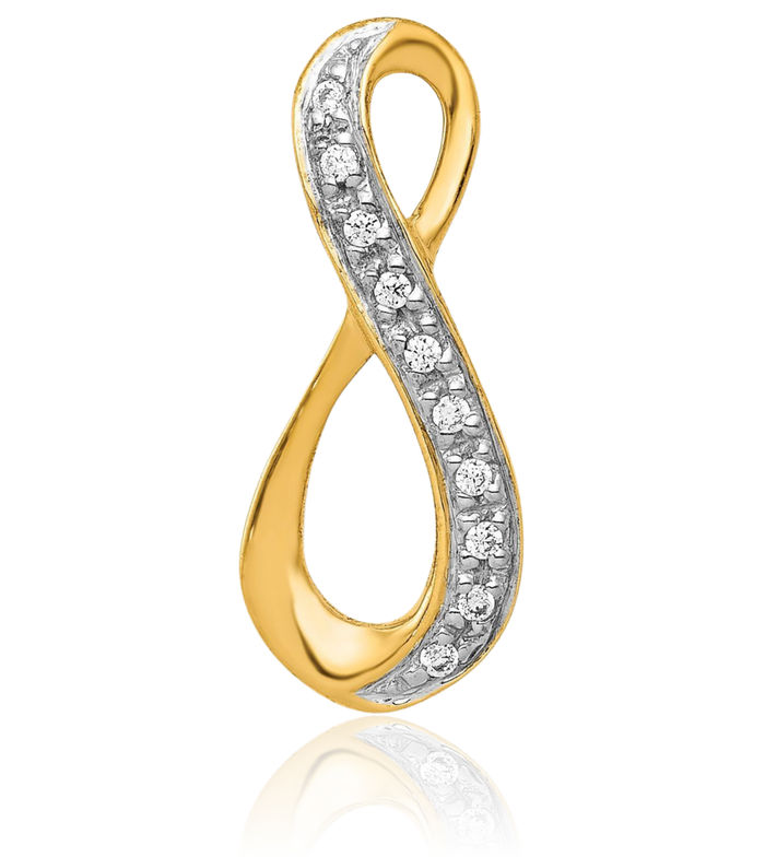 10K Solid Yellow Gold Diamond Infinity Twisted Love Knot Symbol Floating Chain Slide Pendant Necklace Charm