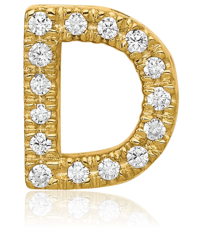 10K Solid Yellow Gold Diamond Dainty Letter D Initial Name Monogram Necklace Chain Pendant Charm
