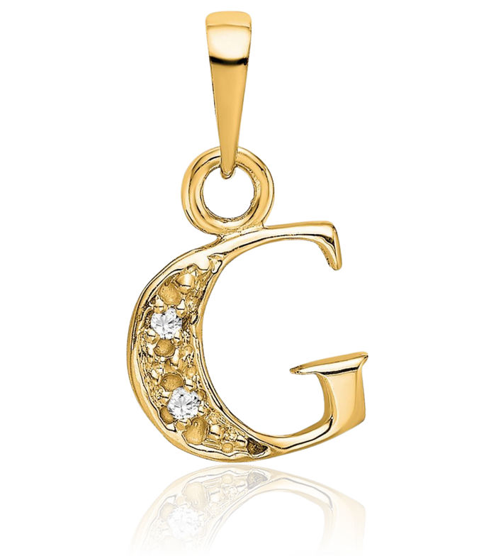 10K Solid Yellow Gold Diamond Dainty Letter G Initial Name Monogram Necklace Chain Pendant Charm