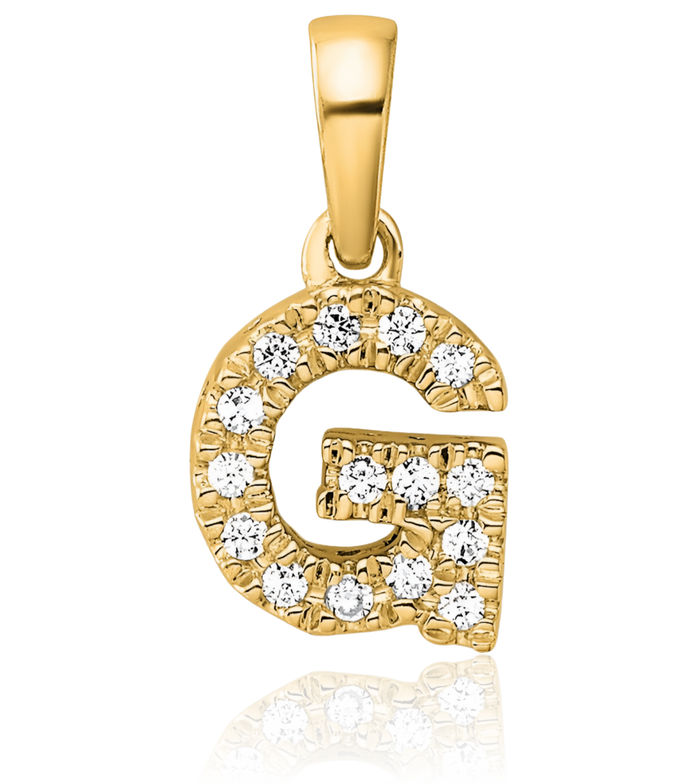 10K Solid Yellow Gold Diamond Dainty Letter G Initial Name Monogram Necklace Chain Pendant Charm