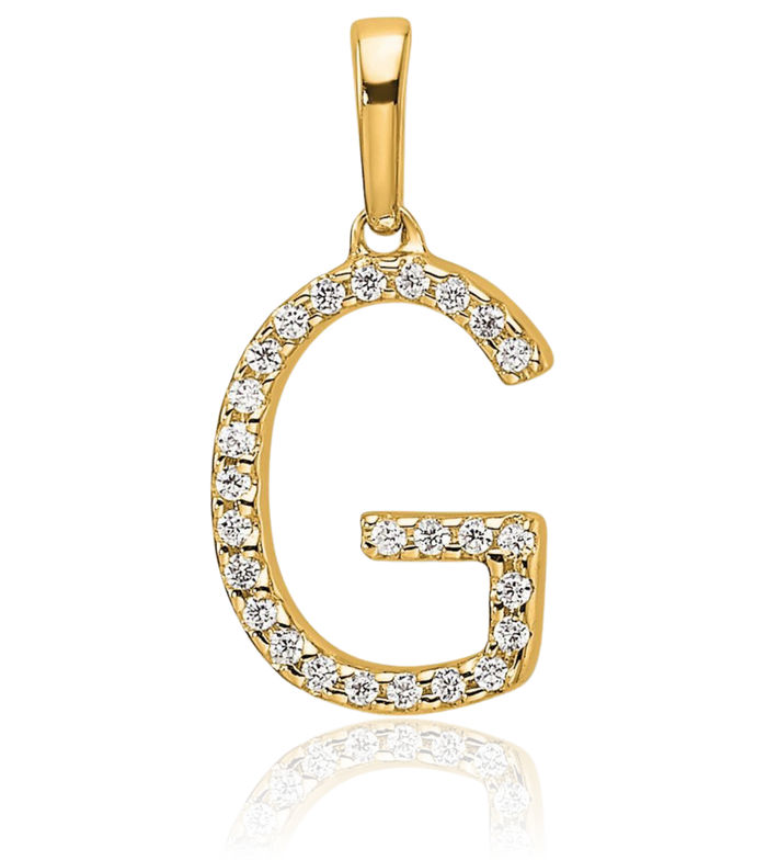 10K Solid Yellow Gold Diamond Dainty Letter G Initial Name Monogram Necklace Chain Pendant Charm