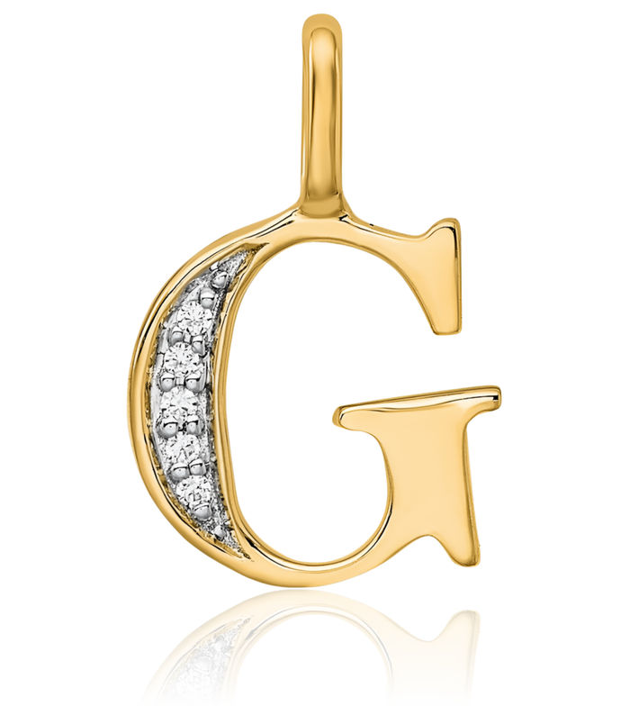 10K Solid Yellow Gold Diamond Dainty Letter G Initial Name Monogram Necklace Chain Pendant Charm