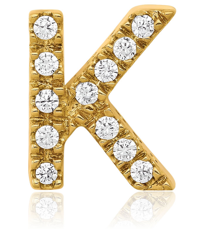 10K Solid Yellow Gold Diamond Dainty Letter K Initial Name Monogram Necklace Chain Pendant Charm