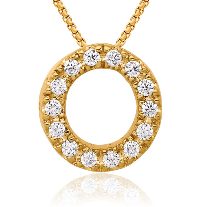 10K Solid Yellow Gold Diamond Dainty Letter O Initial Name Monogram Necklace Chain Pendant Charm