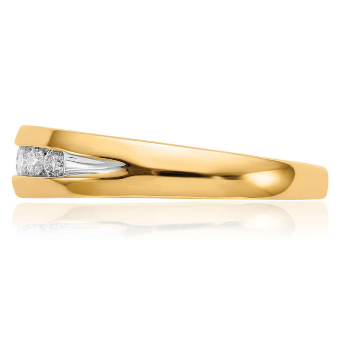 10K Solid Yellow Gold Diamond Mens Channel Wedding Band Ring