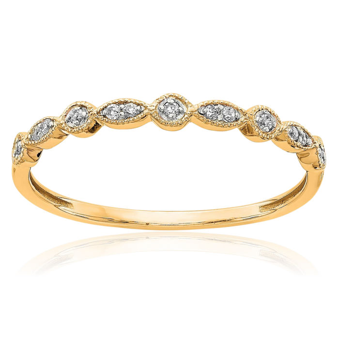 10K Solid Yellow Gold Diamond Ring