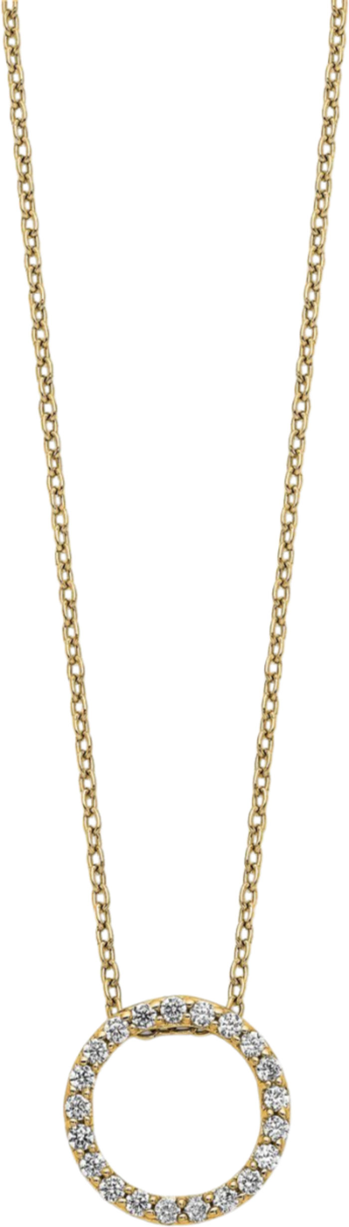 10K Solid Yellow Gold Diamond Circle Round Geometric Necklace Chain