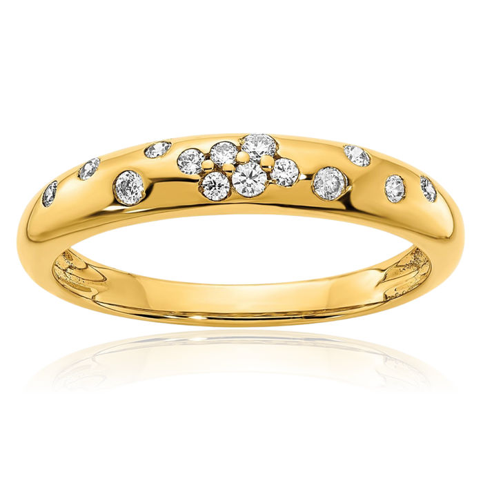 10K Solid Yellow Gold Diamond Sprinkle Ring