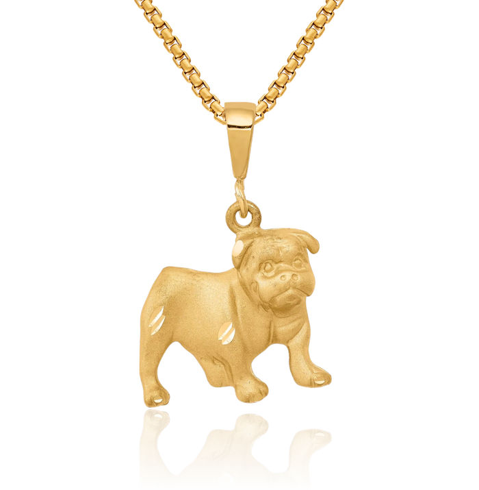 10K Solid Yellow Gold Dog Necklace Chain Pendant Charm