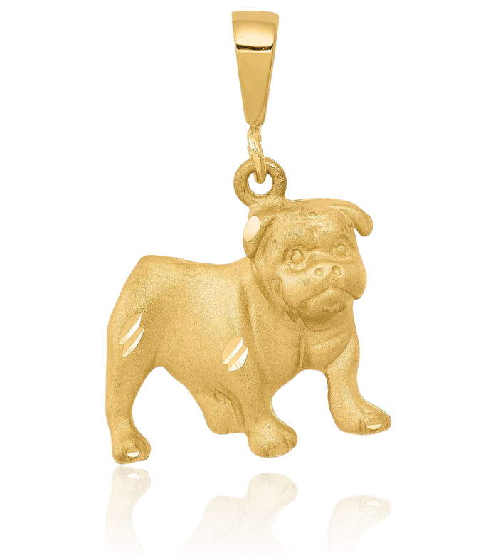 10K Solid Yellow Gold Dog Necklace Chain Pendant Charm