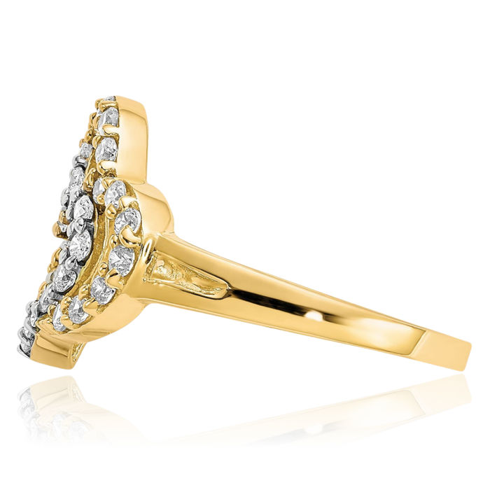 10K Solid Yellow Gold Double Heart Cubic Zirconia CZ Ring