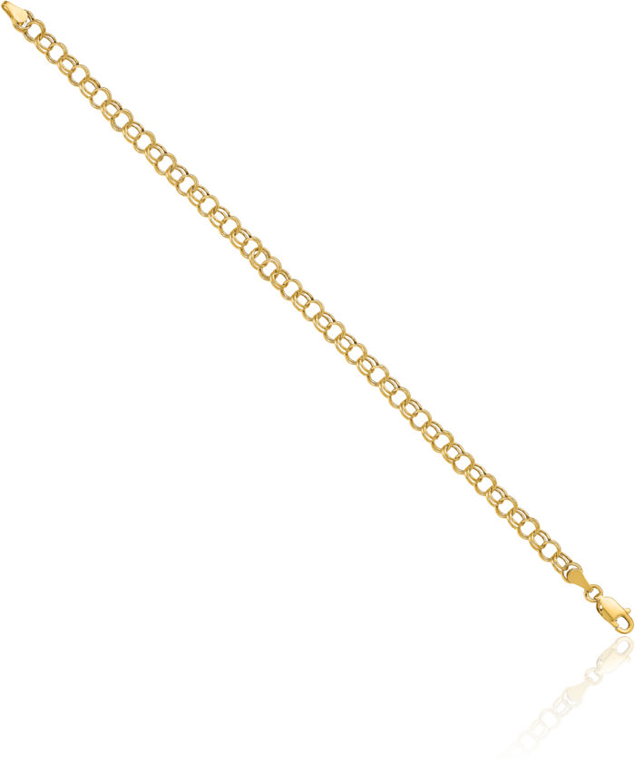 10K Solid Yellow Gold Double Link Chain Charm Bracelet