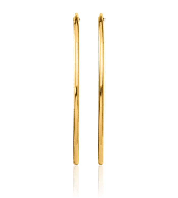 10K Solid Yellow Gold Endless Tube Round Medium Hoop Earrings