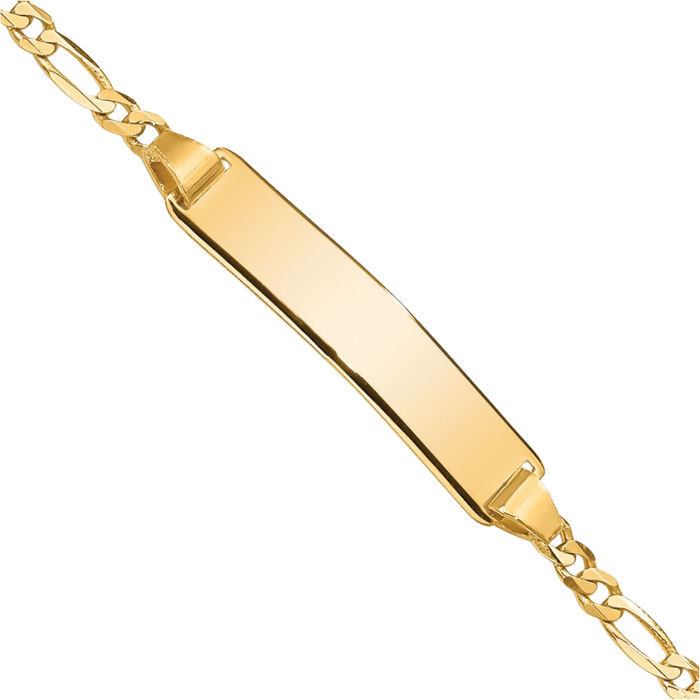 10K Yellow Gold Figaro Link ID Bracelet