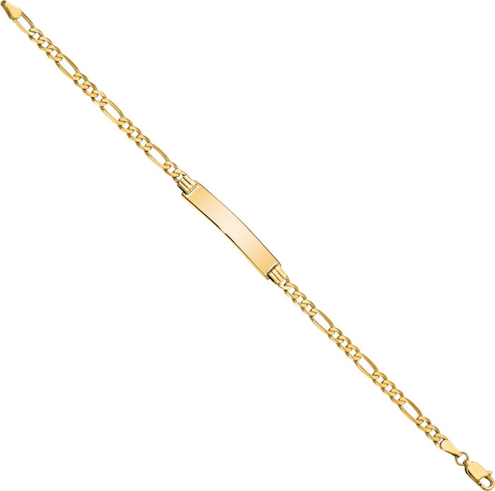 10K Solid Yellow Gold Figaro Link Name Bar Identification ID Bracelet