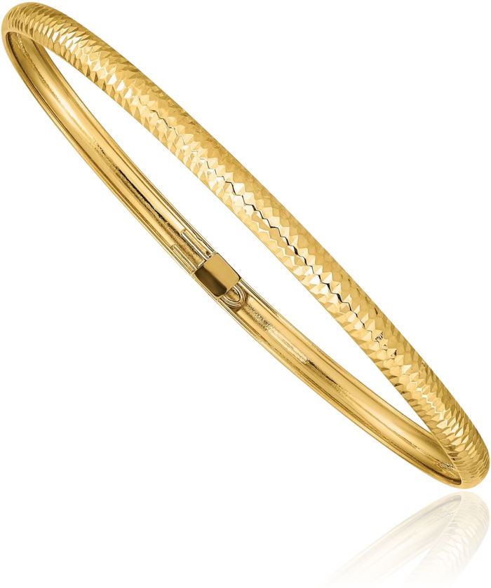 10K Solid Yellow Gold Flexible Bangle Bracelet