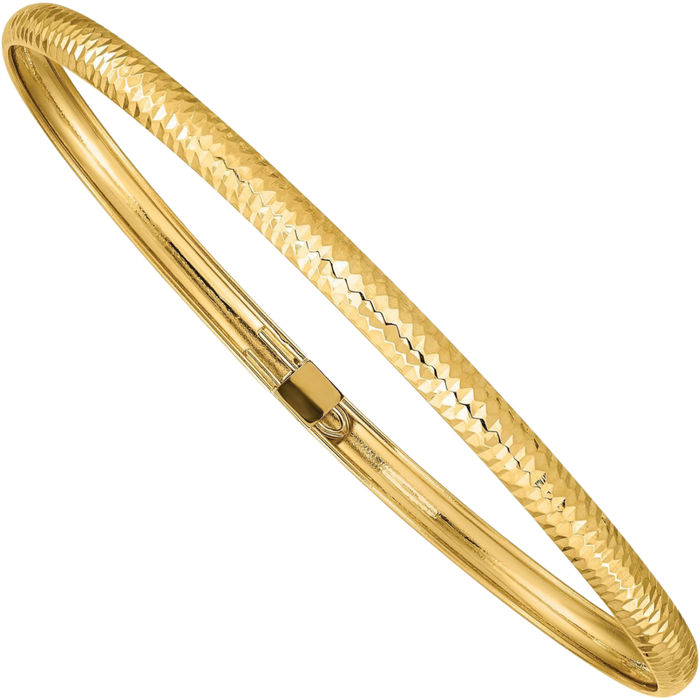 10K Solid Yellow Gold Flexible Bangle Bracelet