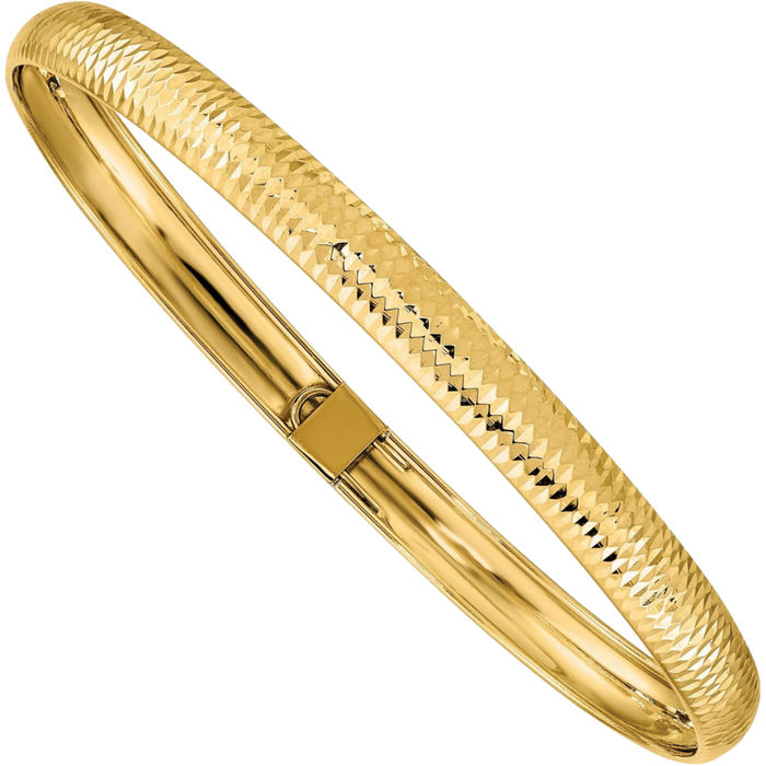 10K Solid Yellow Gold Flexible Bangle Bracelet