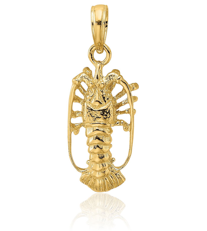 10K Solid Yellow Gold Florida Lobster Necklace Chain Pendant Charm