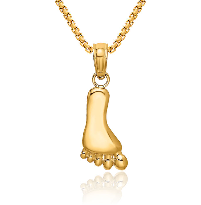 10K Solid Yellow Gold Foot Necklace Chain Pendant Charm