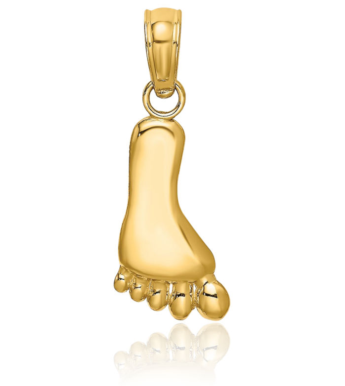 10K Solid Yellow Gold Foot Necklace Chain Pendant Charm