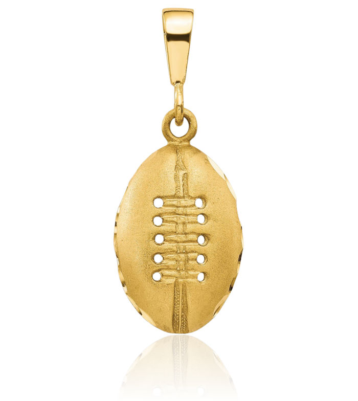 10K Solid Yellow Gold Football Necklace Charm Sports Pendant