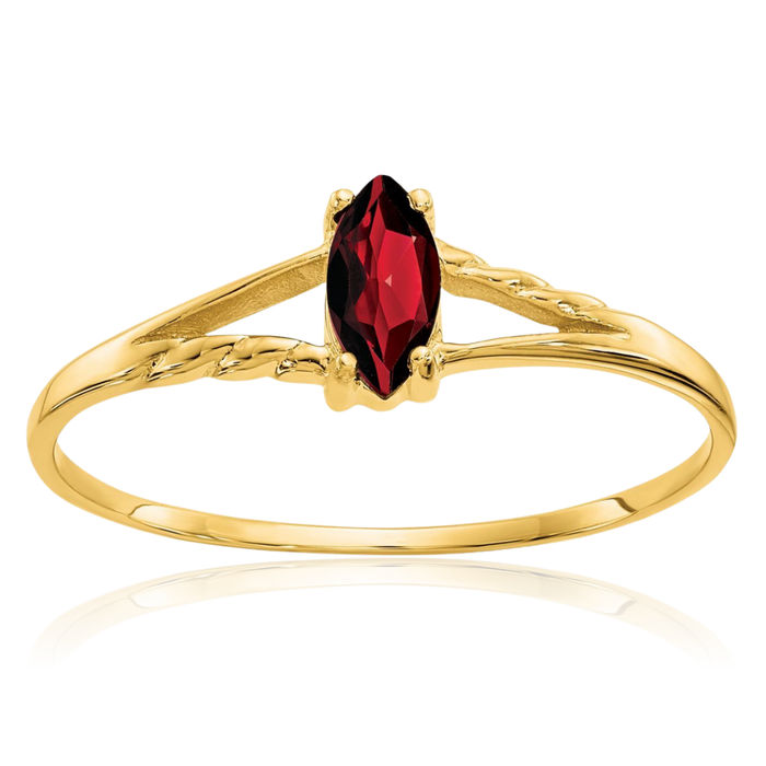 10K Solid Yellow Gold Red Garnet Ring Gemstone Band January Birthstone Jewelry