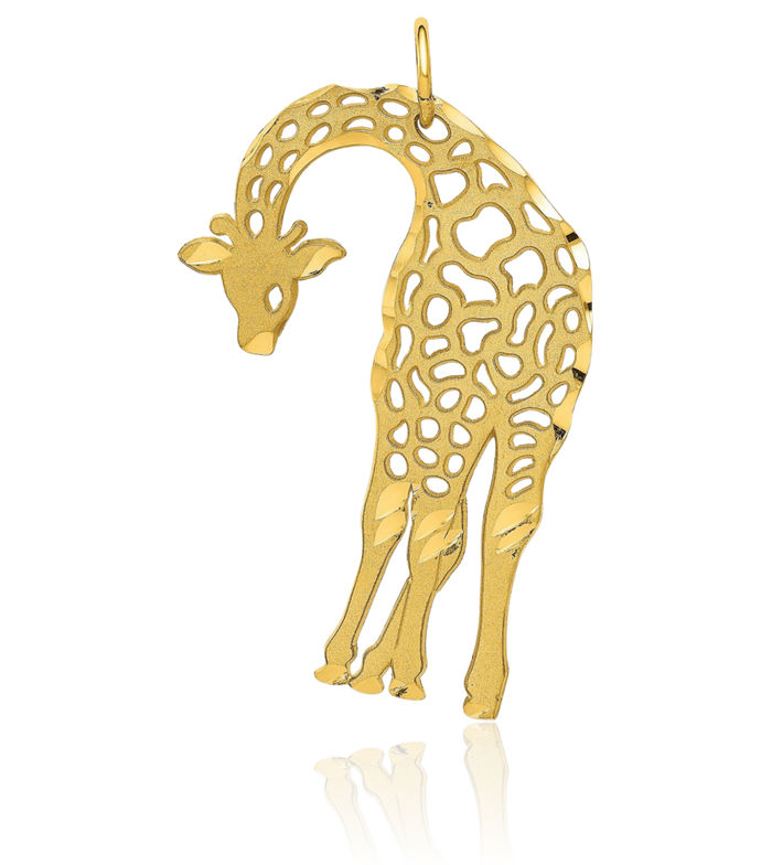 10K Solid Yellow Gold Giraffe Necklace Chain Pendant Charm