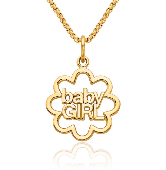 10K Solid Yellow Gold Girl Necklace Chain Pendant Charm