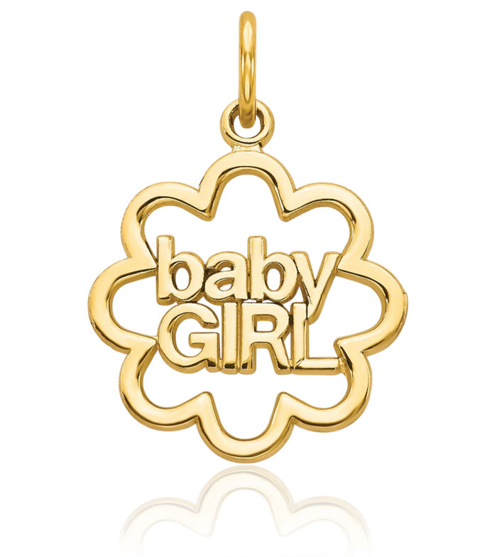 10K Solid Yellow Gold Girl Necklace Chain Pendant Charm