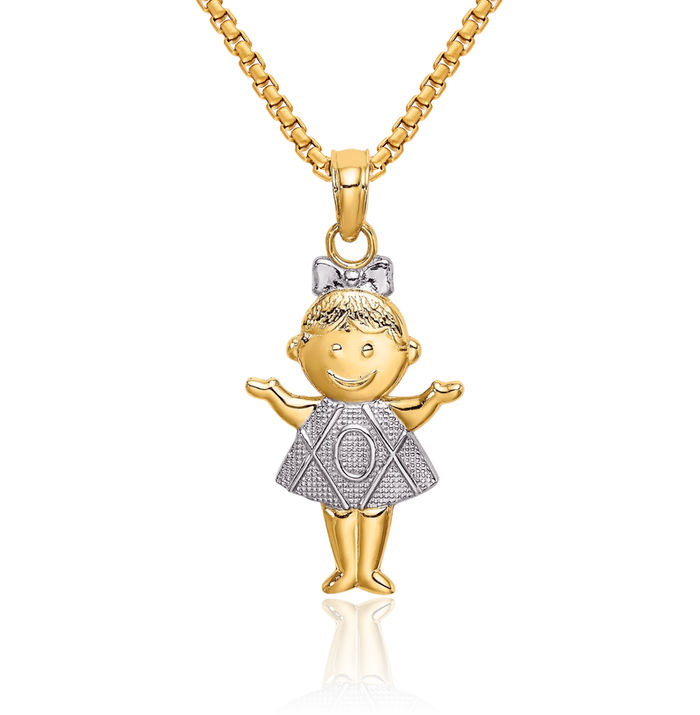 10K Solid Yellow Gold Girl Necklace Chain Pendant Charm