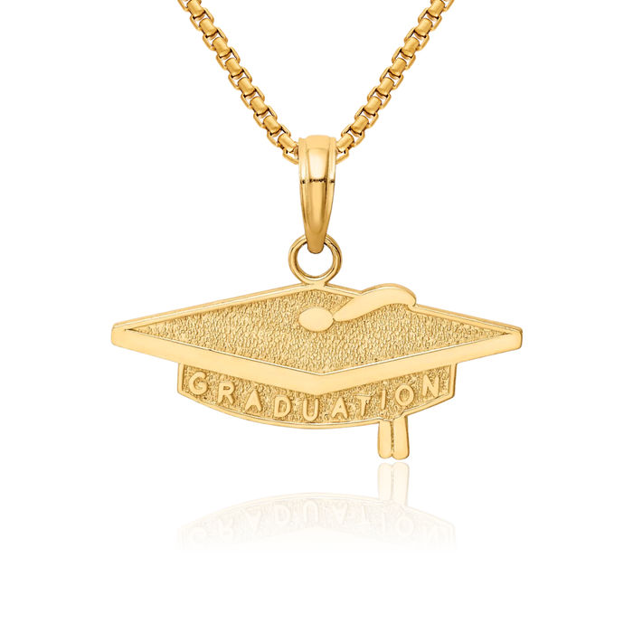 10K Solid Yellow Gold Graduation Necklace Chain Pendant Charm