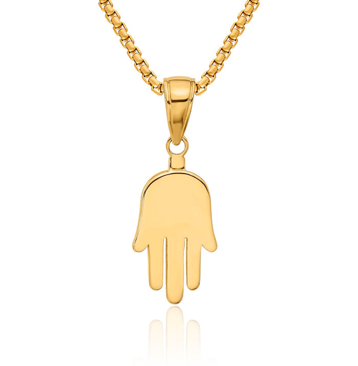 10K Solid Yellow Gold Hamsa Hand of Fatima Evil Eye Protection Necklace Judaica Religious Chain Pendant Israel Charm