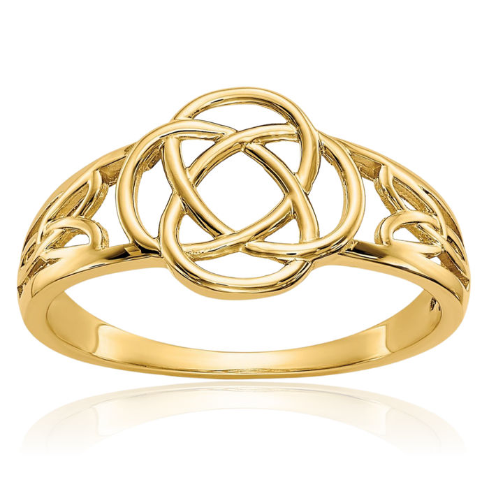 10K Solid Yellow Gold Heart Irish Claddagh Celtic Love Knot Ring Jewelry