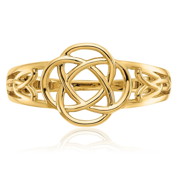 10K Solid Yellow Gold Heart Irish Claddagh Celtic Love Knot Ring Jewelry