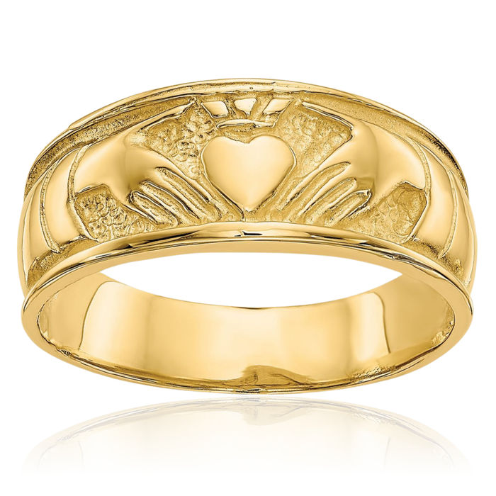 10K Solid Yellow Gold Heart Irish Claddagh Celtic Ring Jewelry