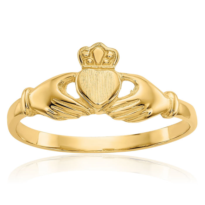 10K Solid Yellow Gold Heart Irish Claddagh Celtic Ring Jewelry