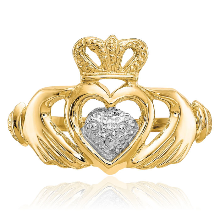 10K Solid Yellow Gold Heart Irish Claddagh Celtic Ring Jewelry