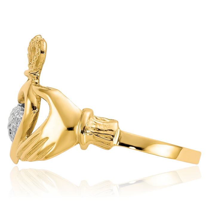10K Solid Yellow Gold Heart Irish Claddagh Celtic Ring Jewelry