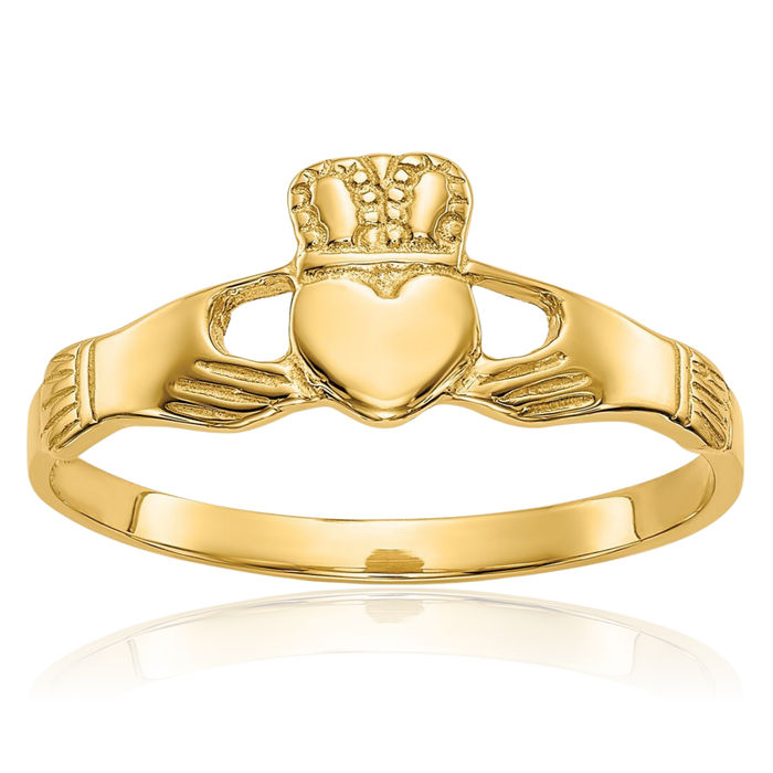 10K Solid Yellow Gold Heart Irish Claddagh Celtic Ring Jewelry