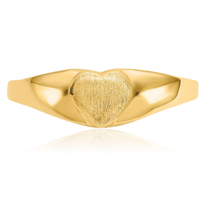 10K Solid Yellow Gold Heart Custom Engraved Signet Ring Handmade Personalized Monogram Initial Letter Band