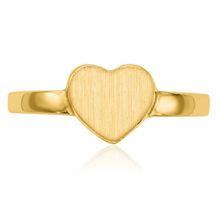 10K Solid Yellow Gold Heart Custom Engraved Signet Ring Handmade Personalized Monogram Initial Letter Band