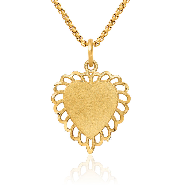 10K Solid Yellow Gold Heart Necklace Love Pendant Charm