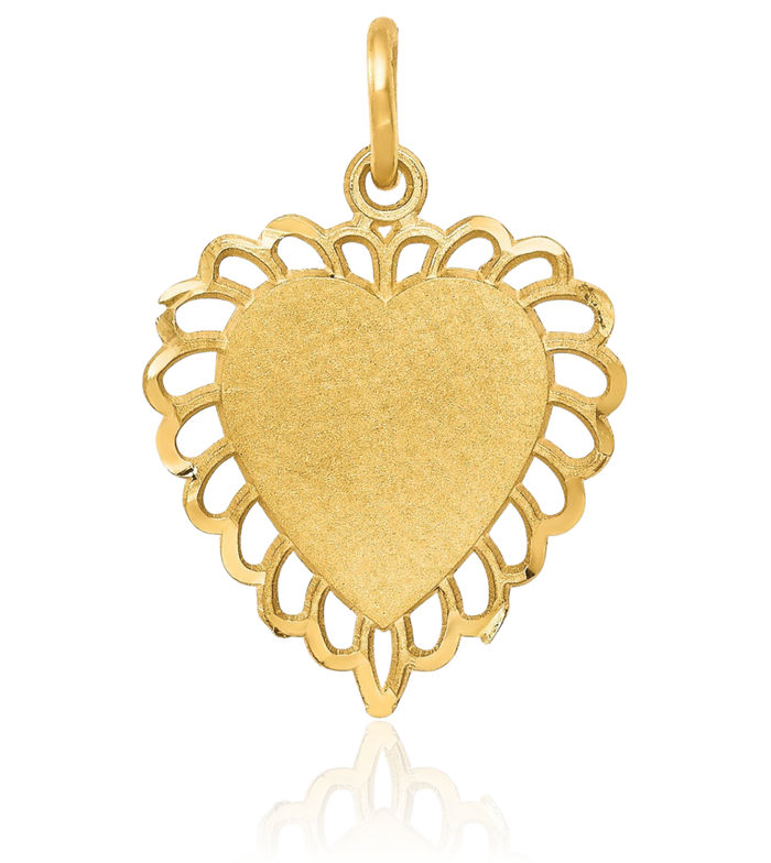 10K Solid Yellow Gold Heart Necklace Love Pendant Charm