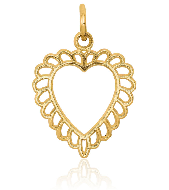 10K Solid Yellow Gold Heart Necklace Love Pendant Charm