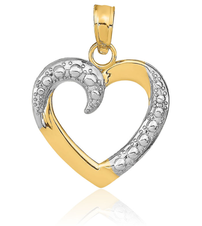 10K Solid Yellow Gold Heart Necklace Love Pendant Charm