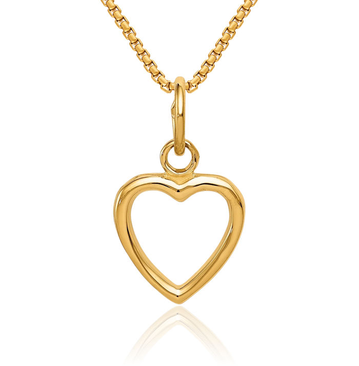 10K Solid Yellow Gold Heart Necklace Love Pendant Charm