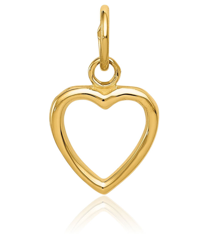 10K Solid Yellow Gold Heart Necklace Love Pendant Charm