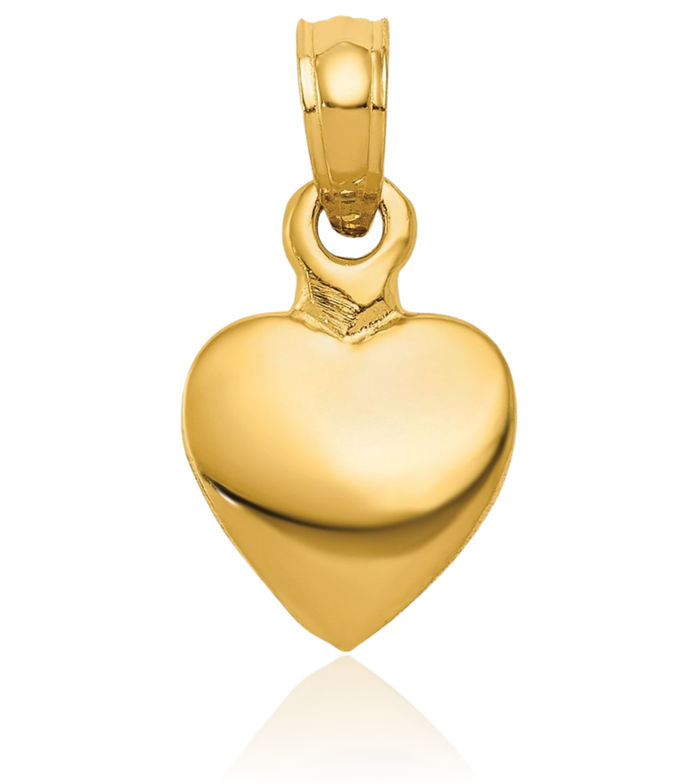 10K Solid Yellow Gold Heart Necklace Love Pendant Charm