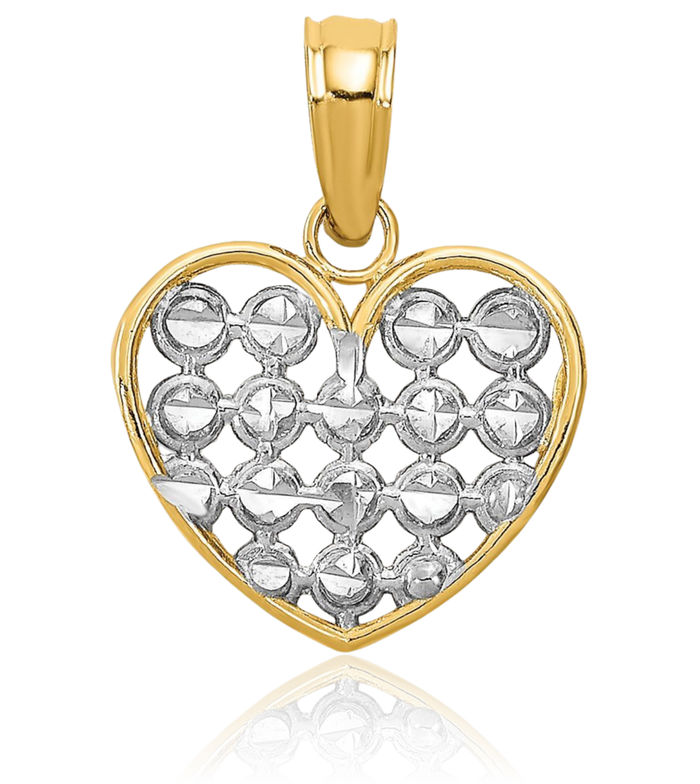 10K Solid Yellow Gold Heart Necklace Love Pendant Charm